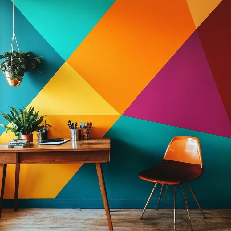 Wall Decoration Ideas for Living Room: Geometric Paint Patterns