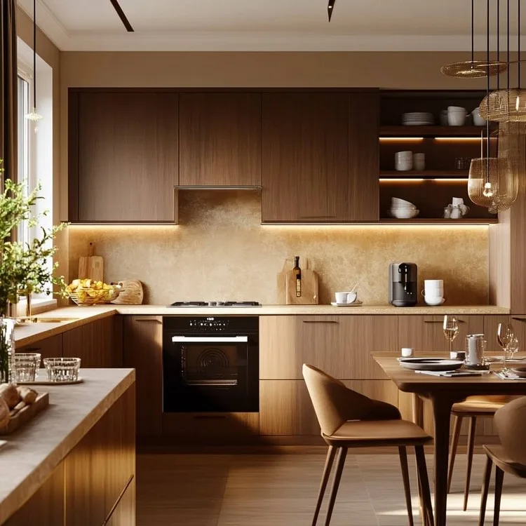 Beige and Brown- kitchen furniture colour combination