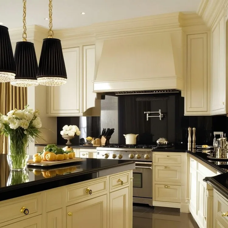 Black and Beige- elegant kitchen furniture colour combination
