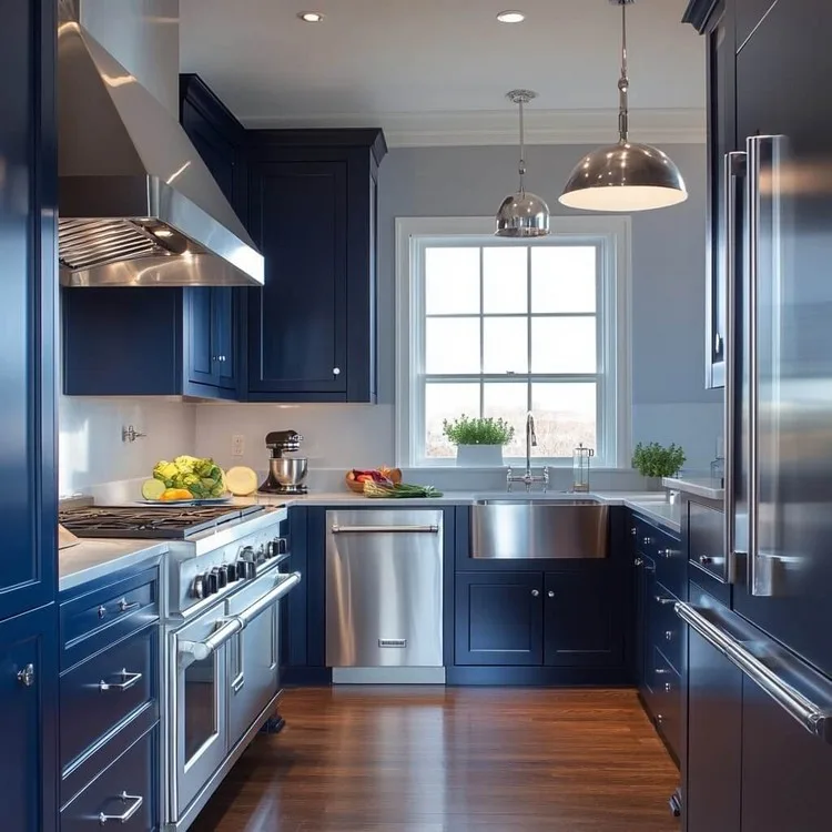 Blue and Grey- Evergreen kitchen furniture colour combination