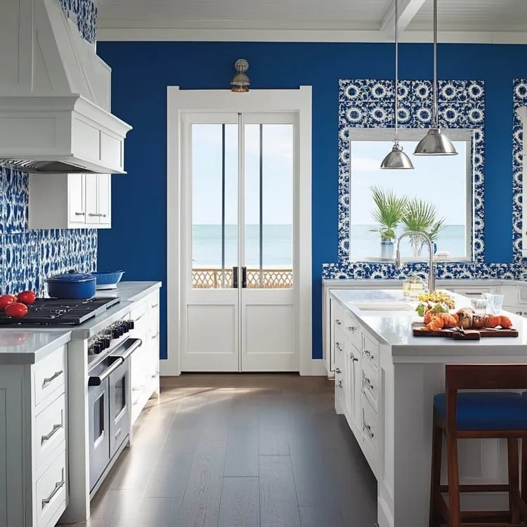Blue and White- two colour combination for kitchen laminates