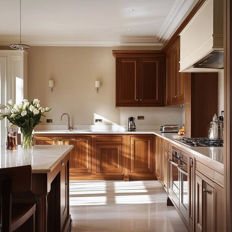 Brown and Cream- traditional yet elegant kitchen furniture colour combination