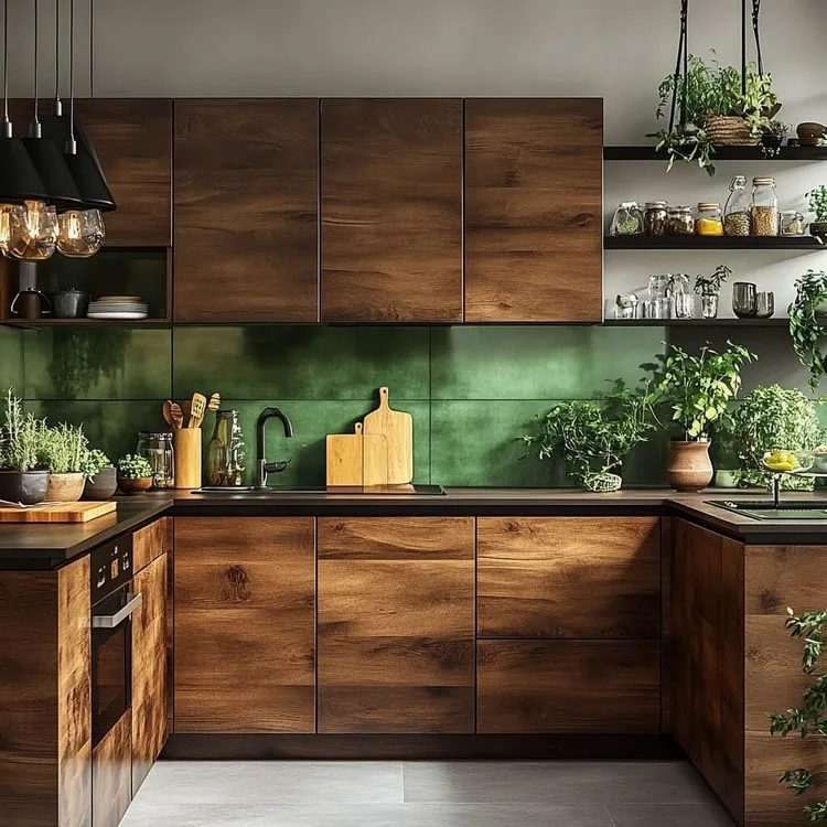 Brown and Green- latest kitchen colour combination