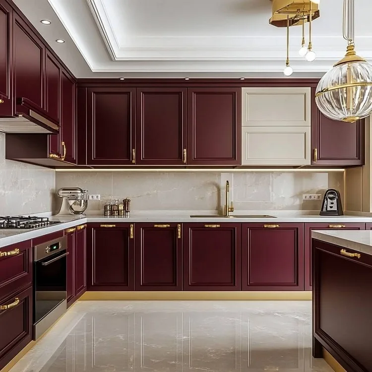 Maroon- kitchen room colour for bold and luxurious appeal