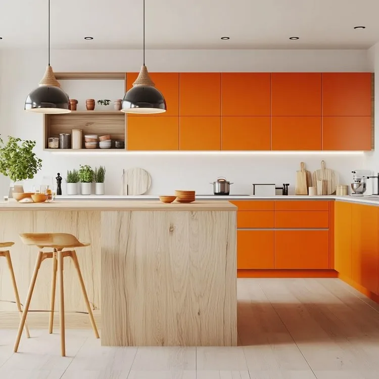 Orange- Bright kitchen colour design