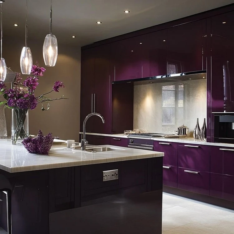 Purple- regal kitchen interior colour design