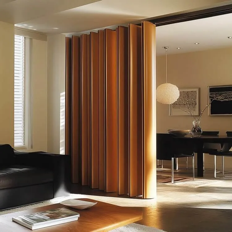Accordion Doors Partition Design Between The Living and Dining Room