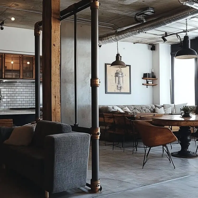 Creative Unique Industrial Pipe Divider for Living Room