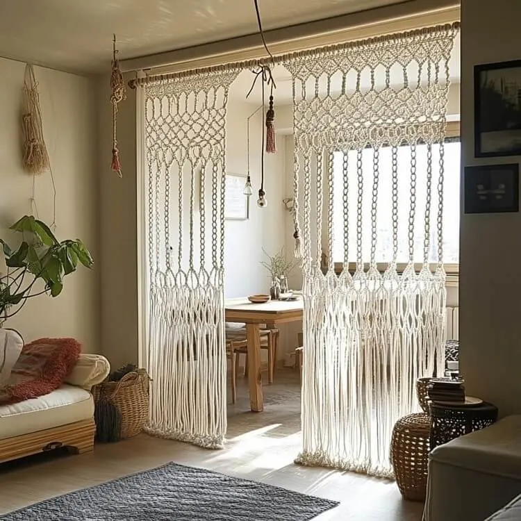 Macrame Partition Design Between The Living and Dining Room