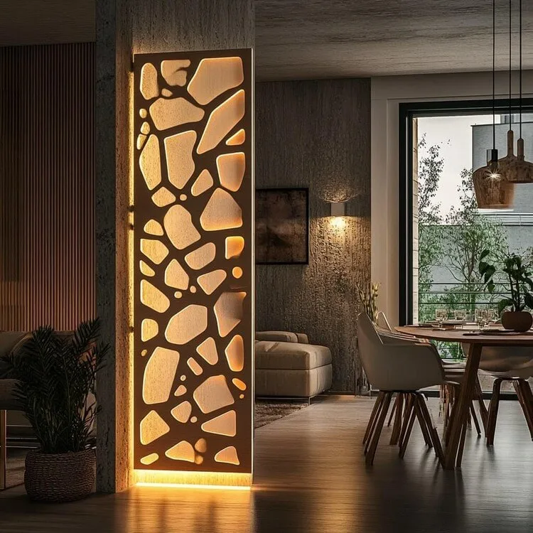 Panel Screens with Led Backlighting: Modern Partition Wall Designs for Dining Room