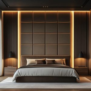 A Full Wall Statement with Bed Headboard Design