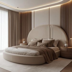 Bed Headboard Design with Soft Curves for a Calm Feel