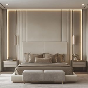 Luxe Look with Upholstered Panels in Bed Headboard Design