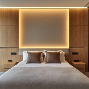 Space-Saving Wall-Mounted Bed Headboard Design