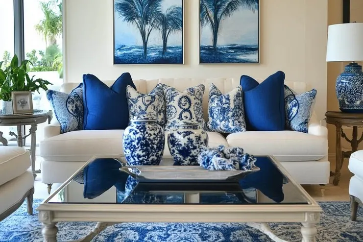 Azure with Classic Ivory Wall Colour Combination for Hall