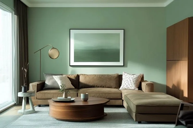 Mint and Mocha Wall Colour Combination for Hall