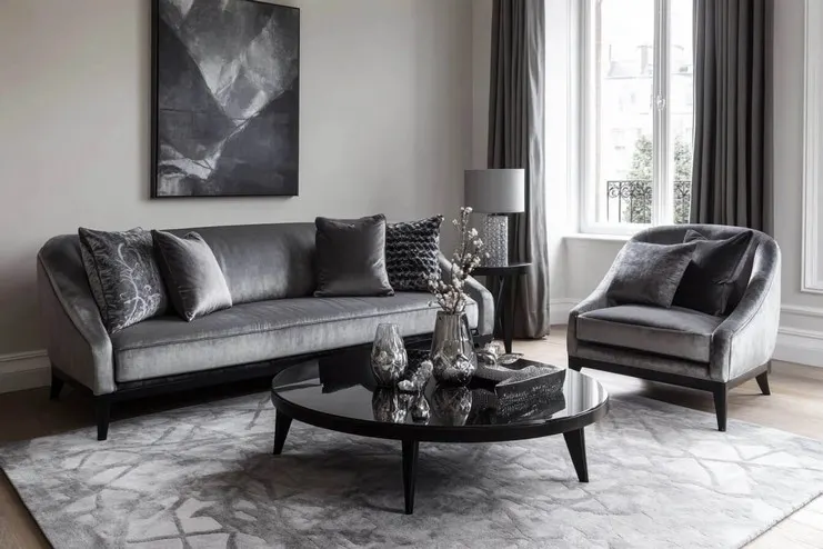 Monochrome Grey Colour for Living Room Walls