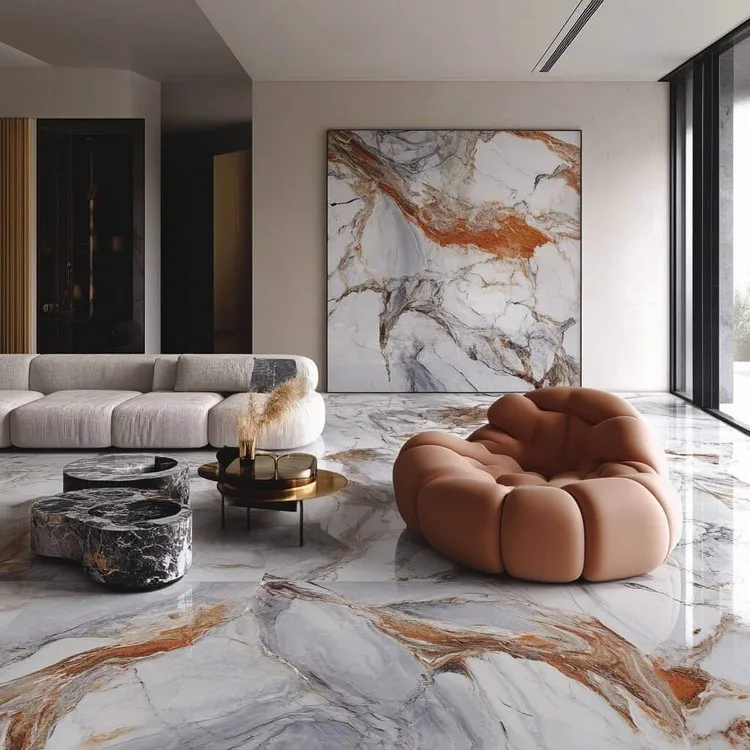 Arabescato Marble Floor Design for home