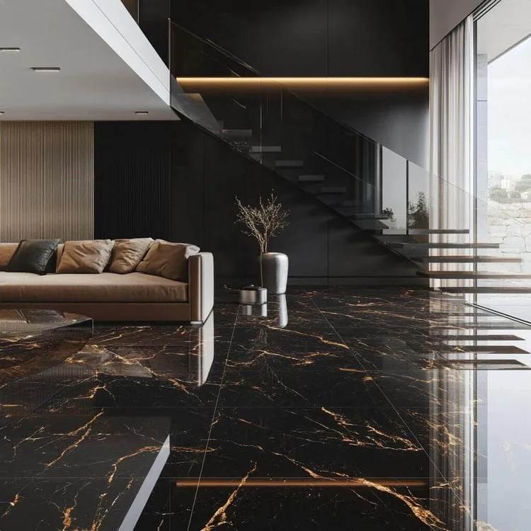 Marquina Gold Marble Flooring Design