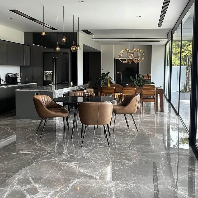 Modern Grey Night Marble Floor Design