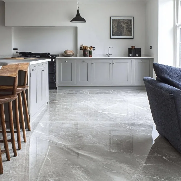 Muted Grey Marble Floor Design