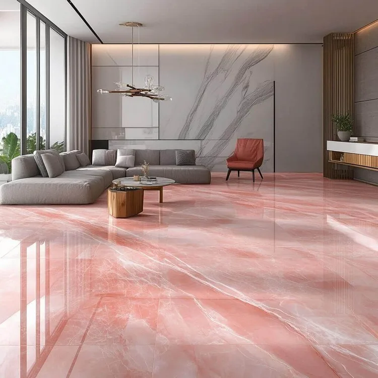 Pink Colour Marble Floor Design