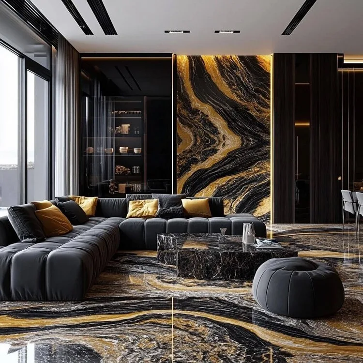 Portoro Marble Floor Design for Home