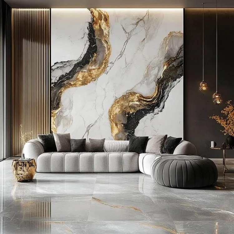 Thick Vein Marble Flooring Design