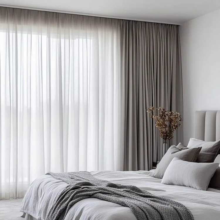 modern simple bedroom design idea: Unique Curtains to Elevate the Look