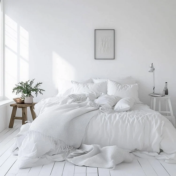 simple bedroom design inspiration: Minimalism with White Interiors