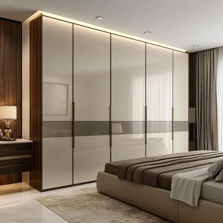 simple bedroom interior design idea: Glossy Finishes for a Modern Vibe