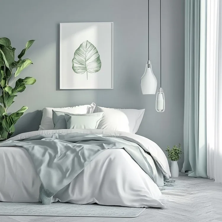Bedroom Colours: Cool Mint with Pale Grey