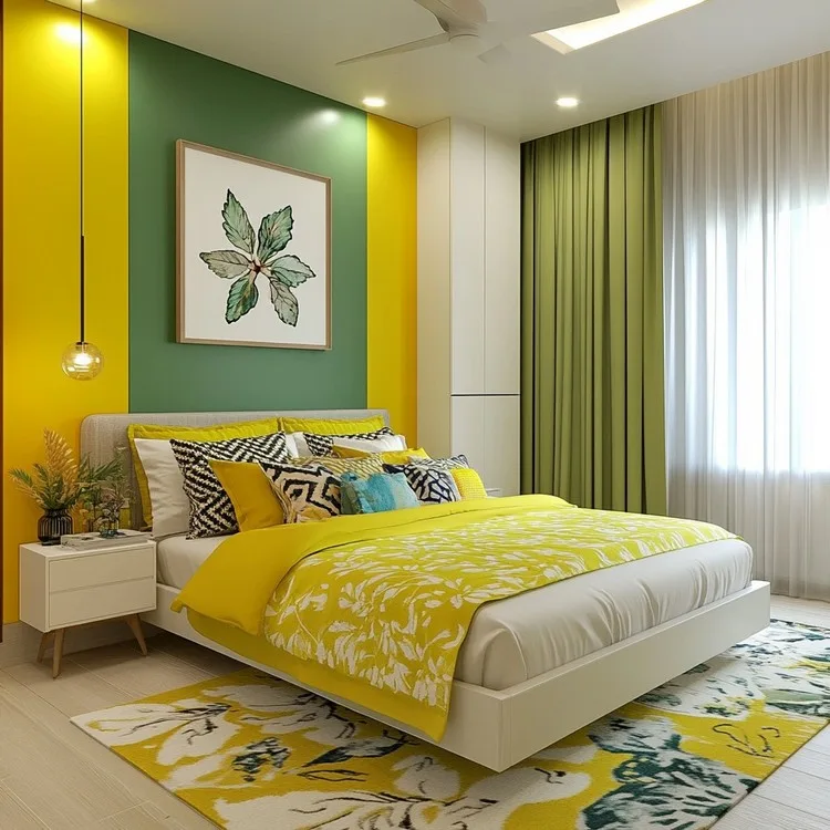 Bedroom Paint Colour Ideas: Lime Green, Sunshine Yellow, and Bright White