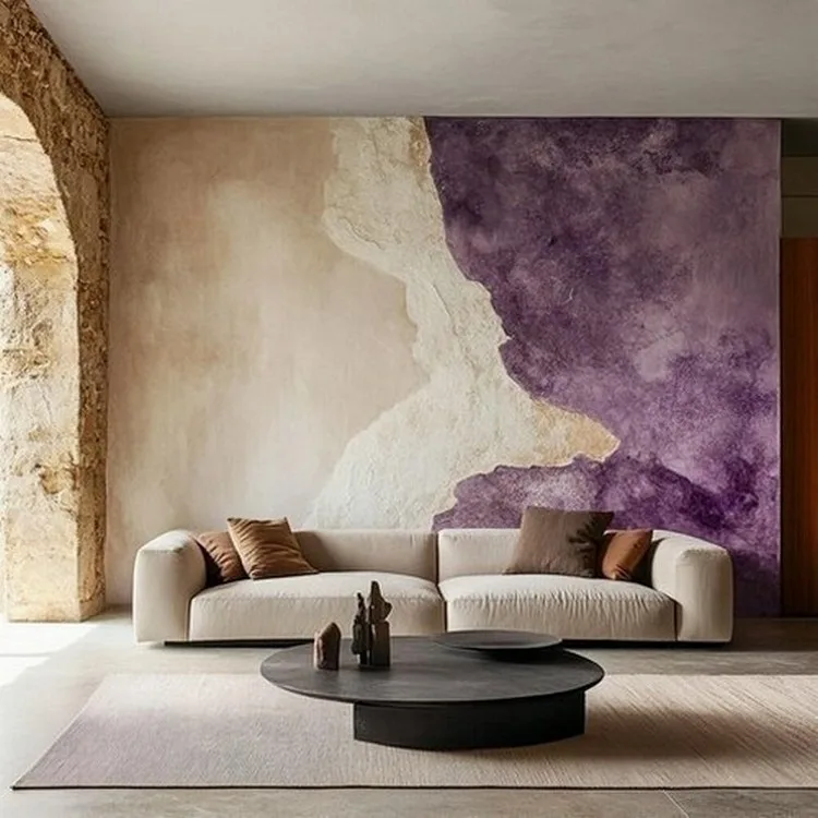 Amethyst and Sandstone- Living Room Two Colour Combination