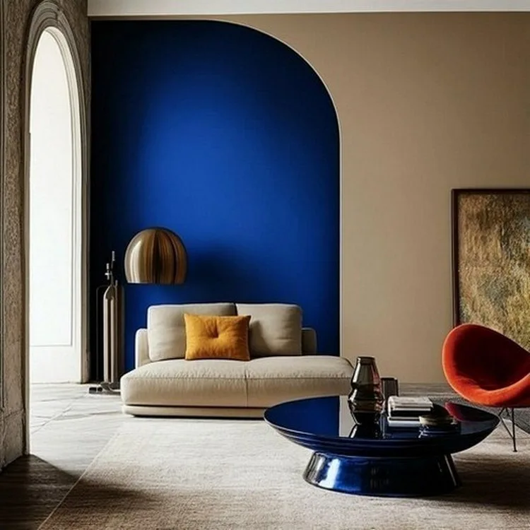 Cobalt Blue and Tan- Dual Colour Combination for Living Room