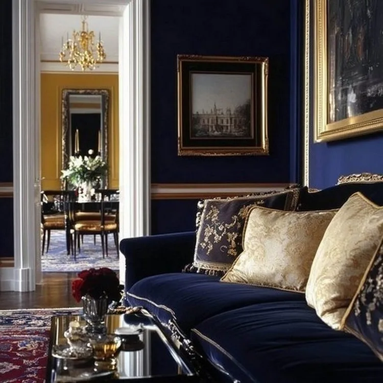 Regal Navy and Gold- Two Colour Combination for Living Room