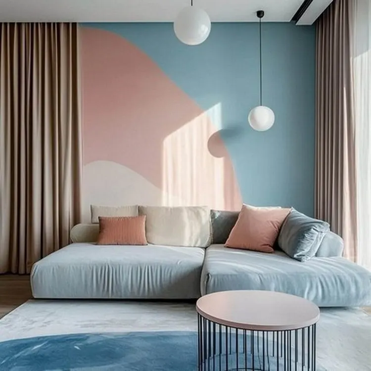Rose Quartz and Serenity- Living Room Two Colour Combination