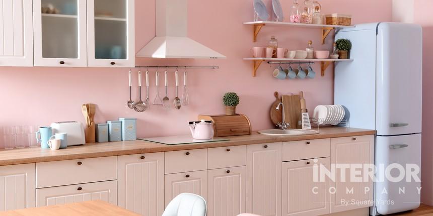 Pink-walled kitchens