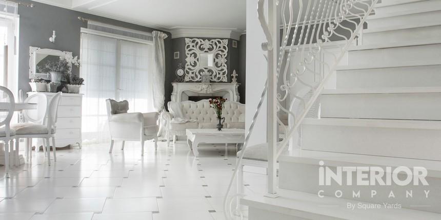 Neat white marble staircase