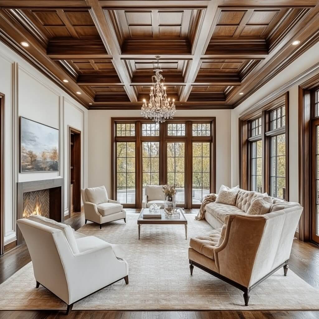 Add Charm with Coffered Ceilings & Wood Accents