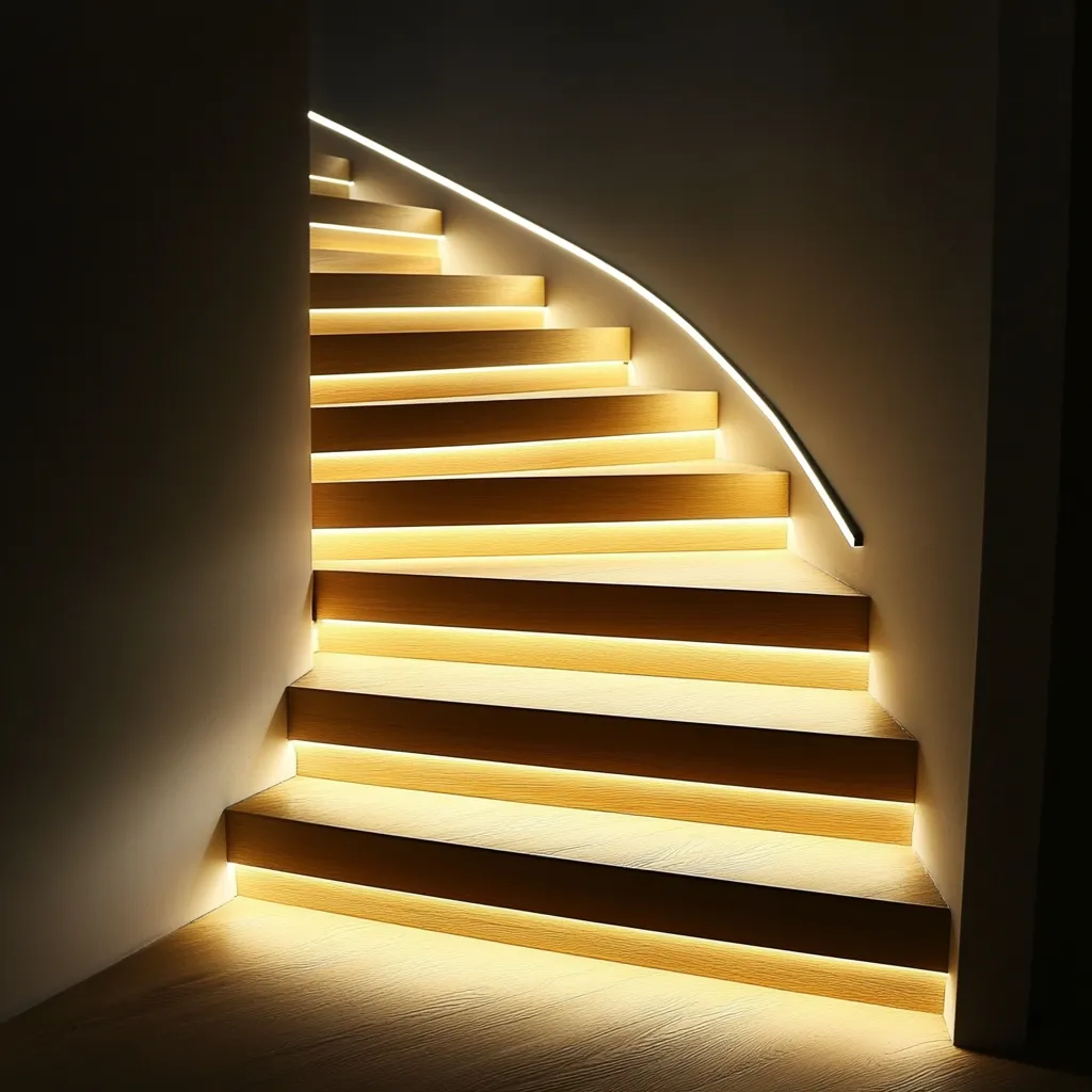 Smart Staircase with Built-in LED Strips Smart Staircase Design with Built-in LED Strips