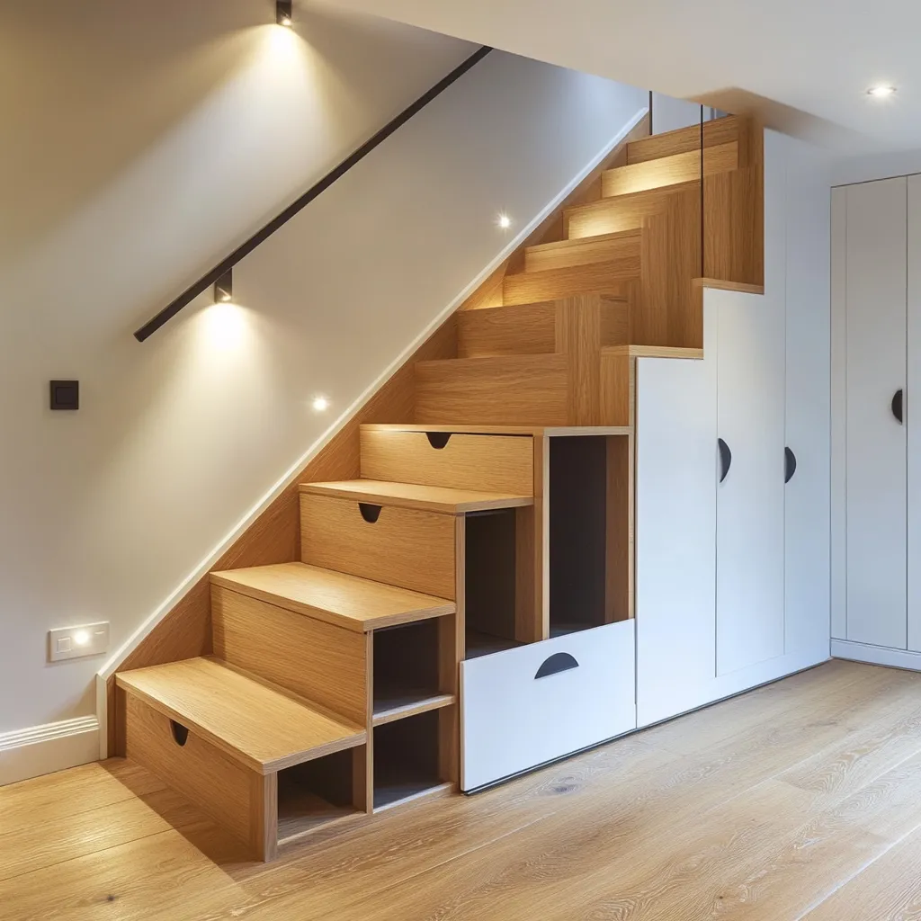Staircase with Cabinet Storage Staircase Design with Cabinet Storage