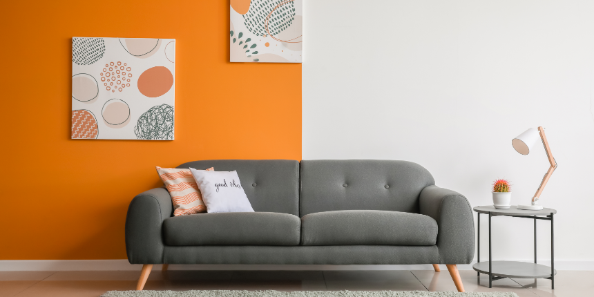 Wall Painting For Living Room Ideas - Orange + White 