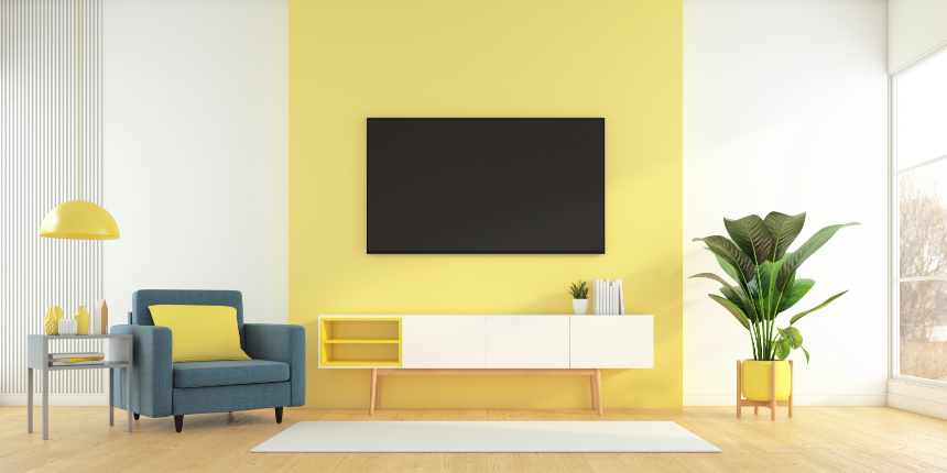 Wall Painting For Living Room Ideas - Yellow + White 