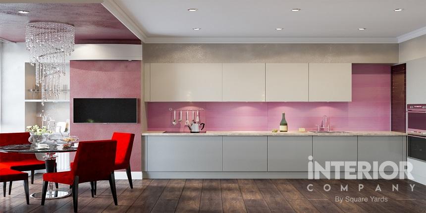 baby pink and white combination for kitchen laminates