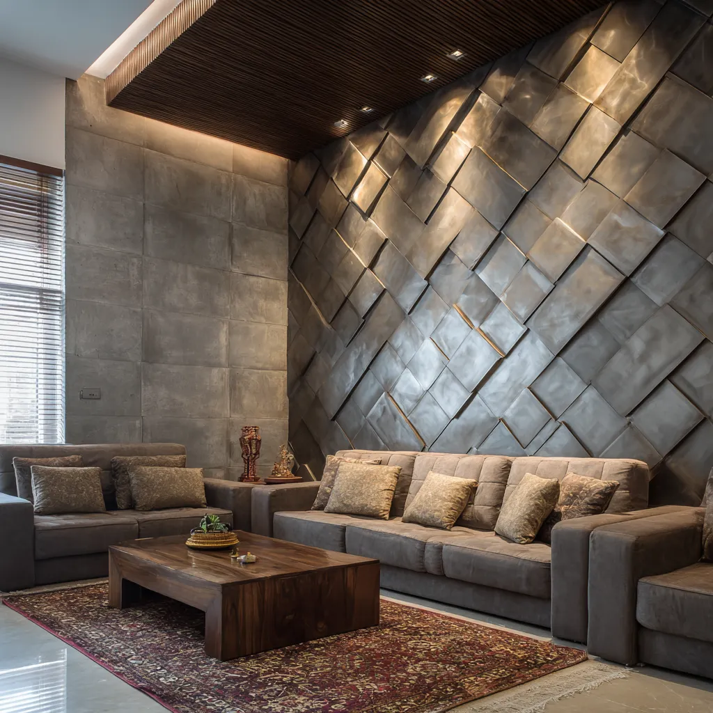 3D Metal Wall Panel Ideas for Sitting Room
