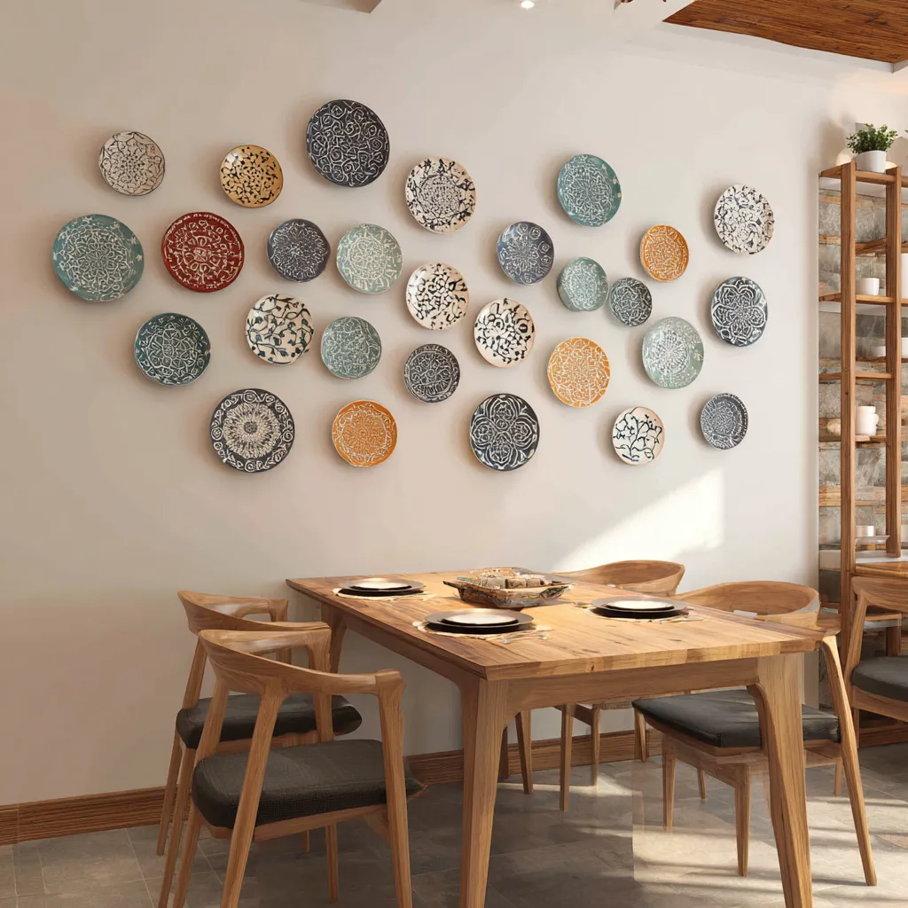 Ceramic Plates Wall Art Ideas for Dining Area