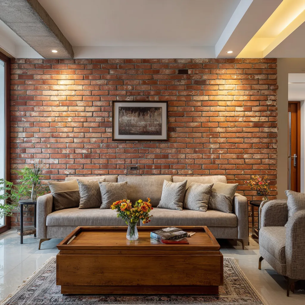 Exposed Brick Wall Cladding Ideas for Living Room