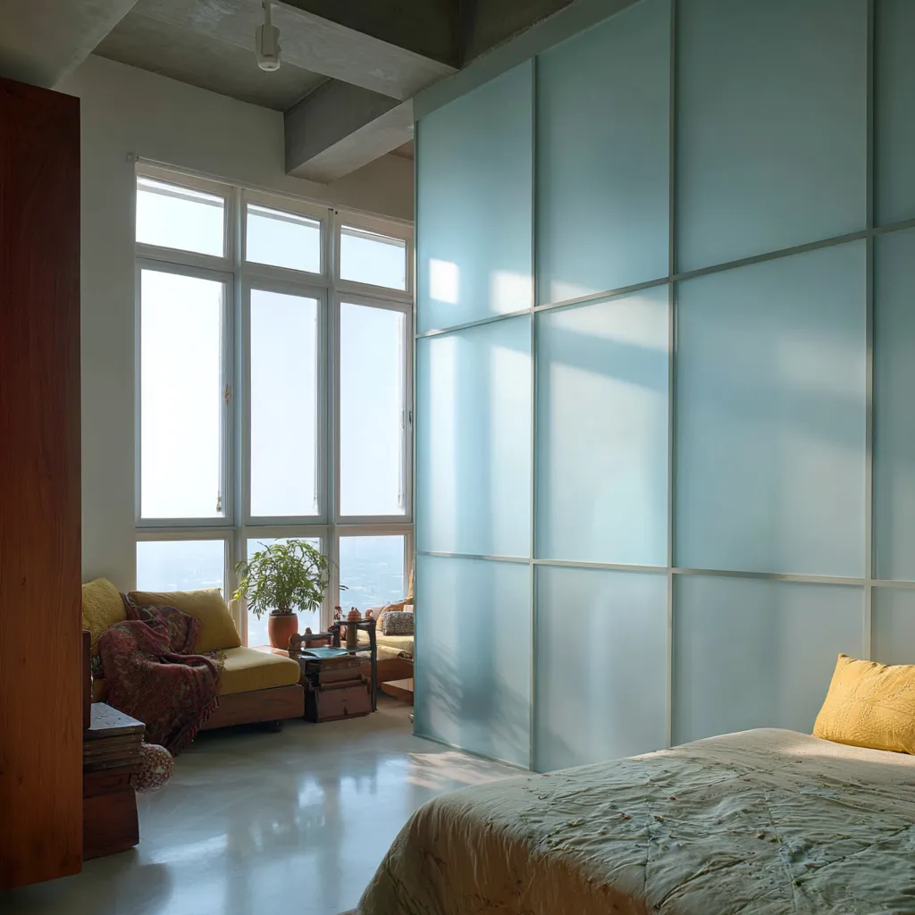 Frosted Glass Wall Panel Ideas for Bedroom