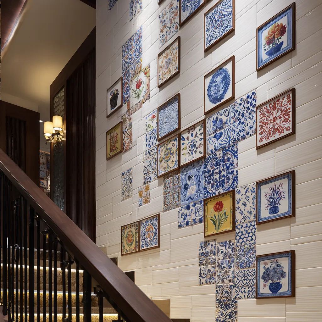 Hand-painted Ceramic Tile Ideas for Staircase Walls